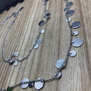 Lia Sophia Silver Tone Dangling Disk Necklace